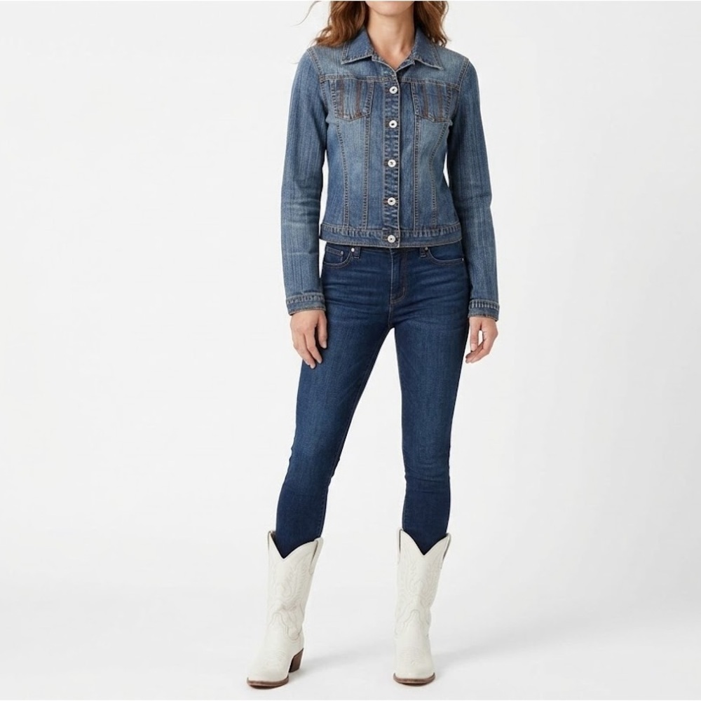 Vinatge Western jean Jacket SMALL BLUE  Access AC-3998 spandex Denim
